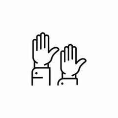 two hands raised icon sign vector