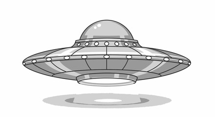 Retro Flying Saucer UFO Illustration.