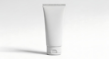 White Plastic Tube with Flip- Top Cap on White Background container packaging