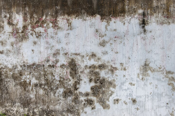 Grungy weathered concrete wall with cracks and stains, exuding a raw, aged texture background