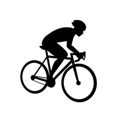 Fototapeta premium Cyclist riding a bicycle in a dynamic pose silhouette isolated on white background