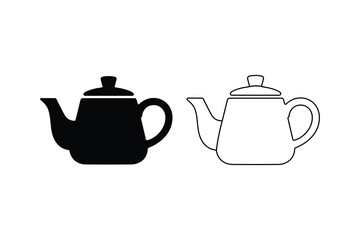 Minimal teapots one black and one white outline