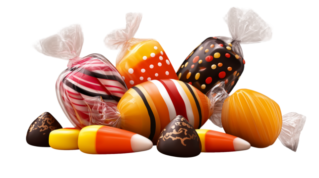 PNG halloween candy set isolated on transparent background for design