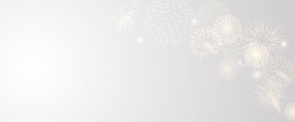 Fototapeta premium Vector realistic lights, flares. Magic fireworks in the night sky, Christmas background for holiday design, poster, postcard on a transparent background, png. Holiday lights.