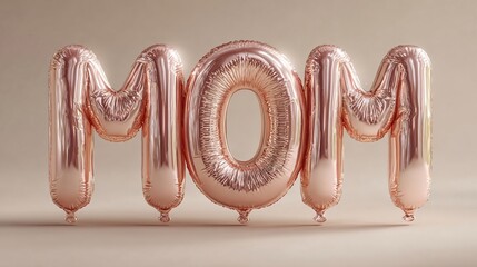 Elegant Rose Gold Balloons Spelling Out 'Mom' for Special Occasions