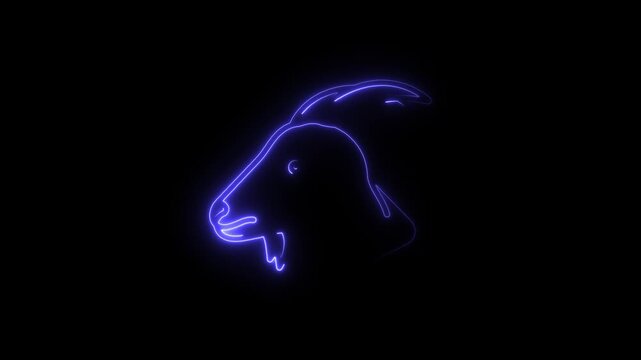 A neon-style illustration of a goat's head. This type of image is often used for LED neon signs. 