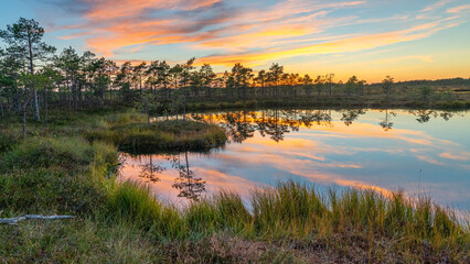  reflection of sunset in the lake