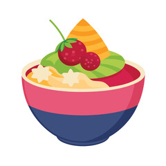 Fruit Smoothie Bowl Vector Icon Layered on White Background