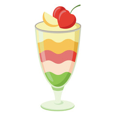 Fruit Parfait Glass Vector Icon Layered on White Background