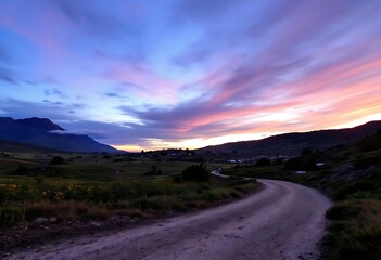sunset in the mountains