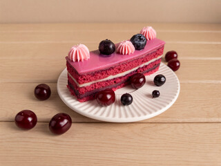Pink Layered Cake with Berries