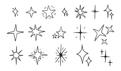 Hand-Drawn Sparkle and Starburst Doodle Collection
