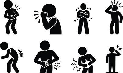 Symptom icons for illness and pain