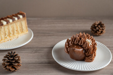 Cute hedgehog-shaped cupcake with layered cake slice