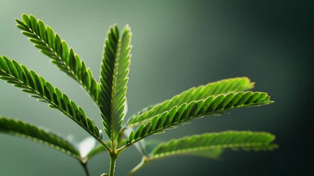 Shy Plant Reveals Its Sensitivity: Mimosa Pudica Leaves Fold and Unfold in Gentle Nature.