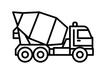 Icono negro de camión hormigonera en fondo blanco