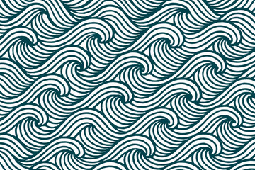 Intricate wave patterns in green and white showcase the beauty of ocean motion and energy