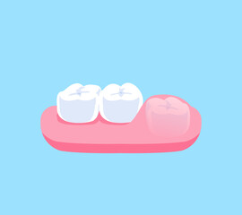 Wisdom tooth inside gum illustration vector design. Dental care concept.