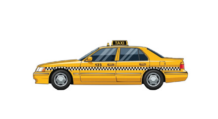 A vibrant yellow taxi cab stands ready for service, a beacon of urban transportation in an endless bustling scene.