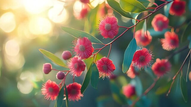 Red flowering eucalyptus gum flower australian plants video