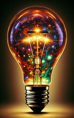 light bulb on black background