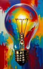 light bulb on blue sky background