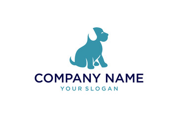 Modern Minimalist Blue Dog Logo Template for Pet Care Business Branding