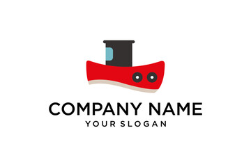 Simple Red Tugboat Logo Vector Illustration for Company Branding with Placeholder Text