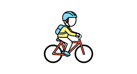 Fototapeta premium A cyclist with a helmet and backpack rides a bicycle, pedaling through the darkness with simplicity and style.