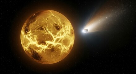 Fiery Planet with a Comet