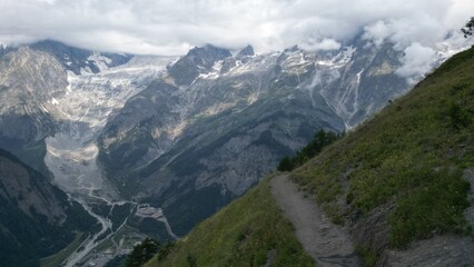 Mountains Peaks Alps Snow Ice Landscape Scenic View Mont Blanc Switzerland France Italy European...
