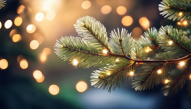 Glimmering Pine Branch Festive Winter Lights