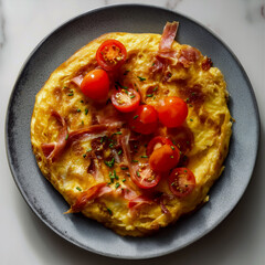 50 Adobe keywords for a Spanish omelette with ham and tomato separated by commas