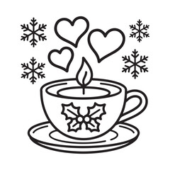 cute candle with holly bold & easy cute christmas coloring page, Whimsical Gingerbread House Coloring Pages for Kids & Adults, Christmas Coloring Pages, bold & easy cozy winter coloring book pages,