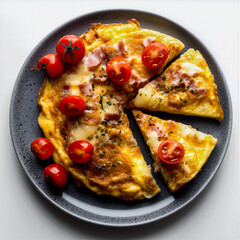 50 Adobe keywords for a Spanish omelette with ham and tomato separated by commas