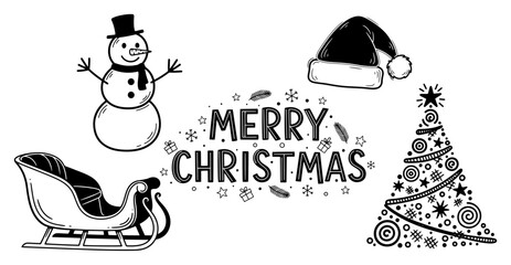Hand Drawn Christmas Doodle Vector Elements Set