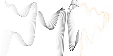 Abstract Flowing Wave Lines in Black and Gold Gradient Modern Minimalist Background Design, Elegant Curved Line Art Pattern for Technology, Sound, Motion, and Futuristic Graphic Concepts.