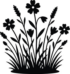 Wildflower silhouette vector of small cluster