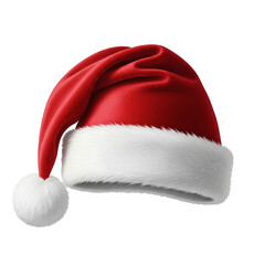 Red santa hat with white Furs. Festive christmas costume accessory