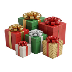 Colorful gift boxes with bows. Holiday present pack for celebrations