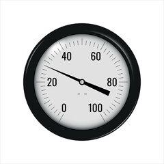 A pressure gauge for measuring the pressure of liquid and gaseous media. Isolated vector illustration on a white background.