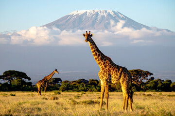 Giraffen im Hintergrund, Kilimandscharo, Tansania, 