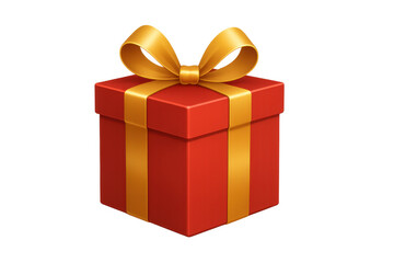 Obraz premium Red gift box with golden ribbon for celebration, holiday, birthday, and special occasion surprises