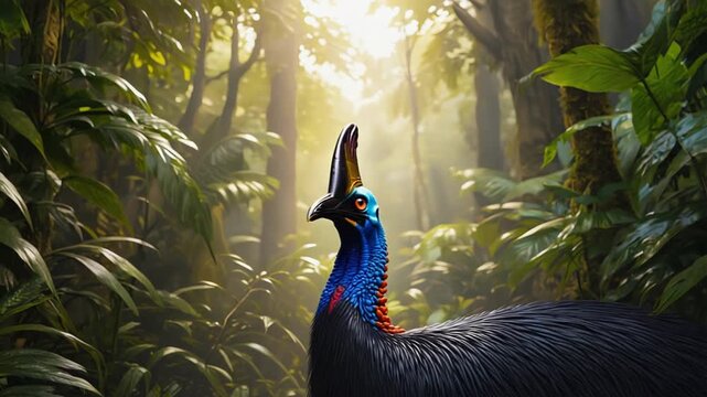 cassowary in the jungle, cape tribulation australia video