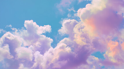 Fototapeta premium 空に浮かぶ虹色のパステル雲
