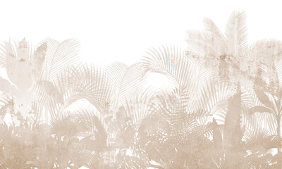 Watercolor Tropical Palm Leaves Background | Botanical Jungle Mural for Wall Decor and Interior Design