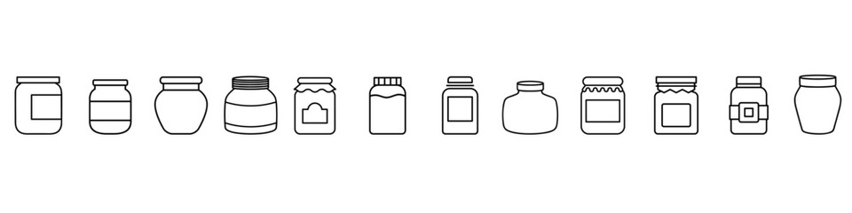 Glass jar icon vector set. bottle illustration sign collection. conservation symbol on white background.