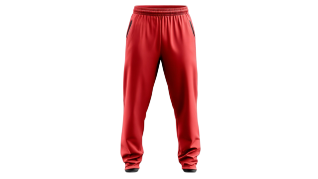PNG of Vibrant red athletic pants for men, perfect for workouts or casual wear.