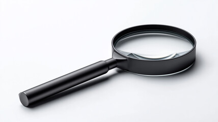 白バックグラウンドに映えるモダン虫眼鏡静物デザイン写真