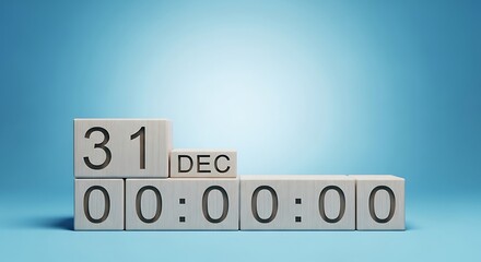 Wooden blocks showing december 31st and midnight, symbolizing the end of the year and the start of a new beginning